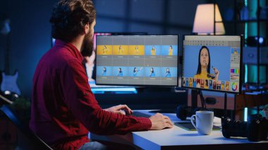 Fotoğraf editörü, moda dergisi için profesyonel fotoğraf makinesiyle çekilen editör resimlerini seçerek işe koyuluyor. Fotoğrafçı stüdyoda güne başlıyor, kahve içiyor.