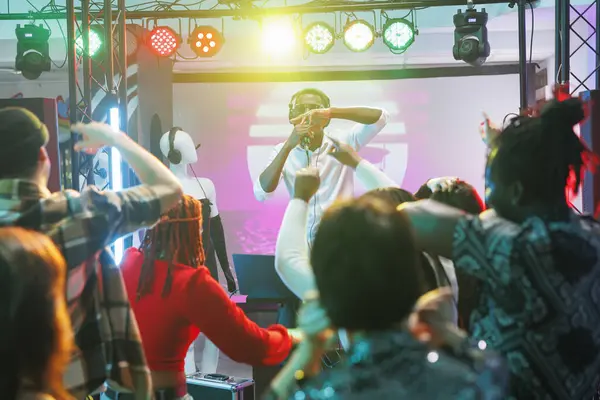 People Dancefloor Moving Rhythm Electronic Music Concert Nightclub Crowd Partying — Stock Photo, Image