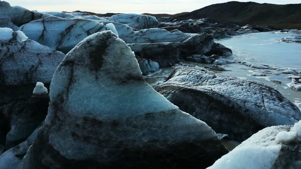 Drone Shot Vatnajokull Glacier Mass Beautiful Blue Ice Blocks Crevasses — Stock Photo, Image