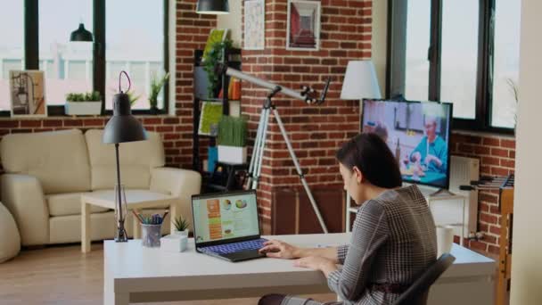 아파트에서 집에서 일하는 잡음으로 Tv와 차트를 최적화 Teleworker 온라인 비즈니스 — 비디오