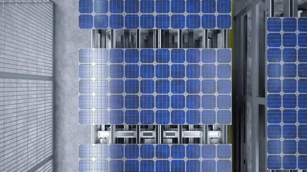 Top View Solar Panel Assembly Line Operated High Tech Robot — Stock Photo, Image