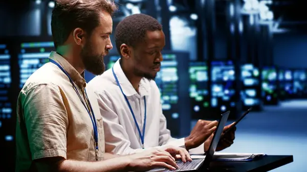 System Administrators Running Analysis Servers Helping Businesses Manage Databases Host — Stock Photo, Image