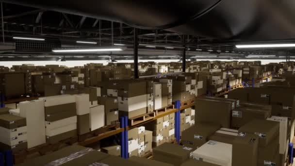 Industrial Depot Housing Multiple Containers Labeled Invoice Bills Containing Tracking — Stock Video