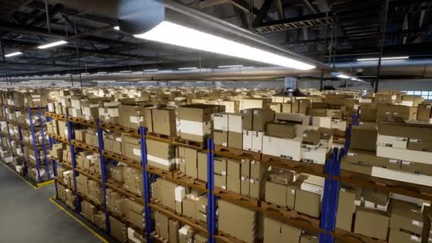 Merchandise Packages Courier Stamps Receipts Warehouse Retail Goods Ready Shipment — Stock Video