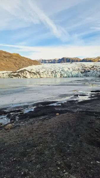 Τεράστιος Παγετώνας Vatnajokull Στην Ισλανδία Διαμαντένια Βράχια Και Διάφανα Κομμάτια — Φωτογραφία Αρχείου
