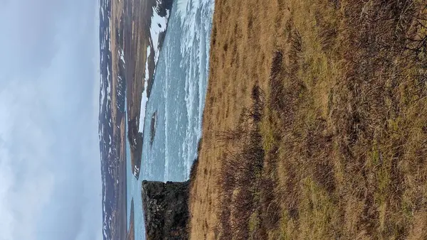 Gullfoss Cascade Icelandic Frosty Region Fantastic Nordic Scenery Snow Covered — Stock Photo, Image