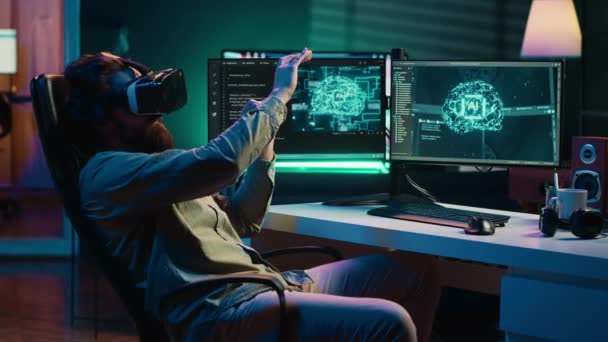 Expert Met Behulp Van Virtual Reality Kunstmatige Intelligentie Voelbaar Maken — Stockvideo
