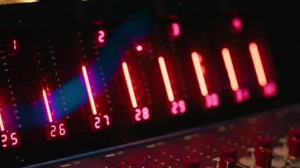 Empty Professional Studio Control Desk Mixer Audio Recording Software Music — Stock Video