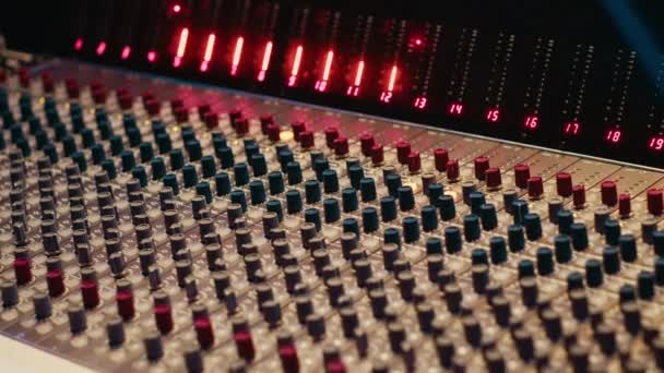 Control Room Desk Equipped Motorized Faders Amplifier Used Mixing Mastering — Stock Video