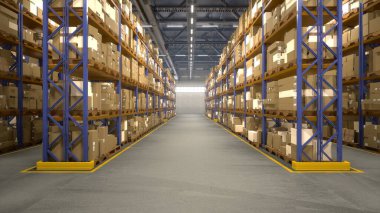 Depo depolarında sipariş makbuzları ve detaylarla işlem yapmak, ticaret endüstrisinin idari merkezi olarak hizmet vermektedir. Ürünlerin fatura takip numaraları var. 3B canlandırma için oluşturur.