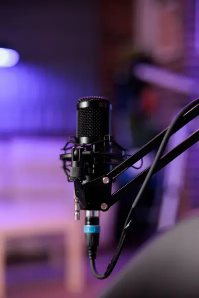 Close Shot Podcast Microphone Used Record Conversations Internet Livestreaming Show Stock Image