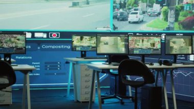 Ulusal Koruma Teşkilatı 'nın radar sistemleri ve uydu izleme ekipmanlarıyla video kayıtlarıyla trafiği gözlemlemek için. Denetleme için ofis alanı.