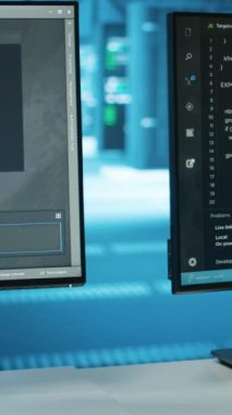 Boş veri merkezi tesislerindeki dikey video bilgisayarlar enerji tüketimini engelliyor. Sunucu odasındaki, kamera A 'daki otomatik izleme ve izleme işlemleri için kullanılan bilgisayar monitörlerinin betiği kapat