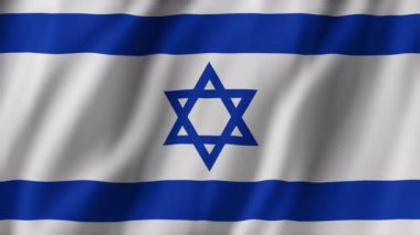 İki yatay mavi çizgi ve ortada mavi Davut Yıldızı bulunan İsrail bayrağının kusursuz döngü animasyonu. İsrail 'in ulusal bayrağının rüzgarda dalgalanması ve dalgalanması