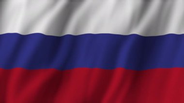 Rusya bayrağının üç beyaz, mavi ve kırmızı şeritli animasyon döngüsü rüzgarda dalgalanıyor. Rusya Federasyonu ulusal bayrağı dalgalanıyor, propaganda için kullanılıyor, 3D görüntüleme