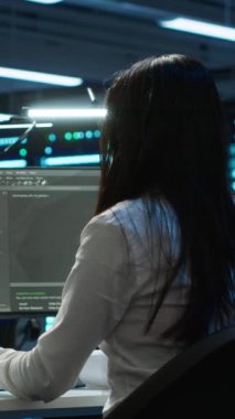Veri merkezindeki araştırmacılardan oluşan dikey video ekibi PC kullanarak güvenlik tehditlerini izliyor ve siber güvenlik önlemleri uyguluyor. Takım çalışma arkadaşları yönetmeliklere ve kamera A 'ya uymalarını sağlıyorlar.
