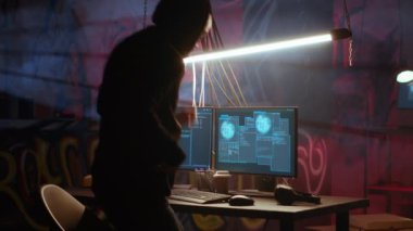 Hacker, neon ışıkları ve duvarlara grafiti çizimleriyle karışık operasyon üssüne geliyor. Siber suçlular, bilgisayar, kamera B kullanarak yasadışı faaliyetlerde bulunmak için getto sığınağını merkez olarak kullanıyorlar.