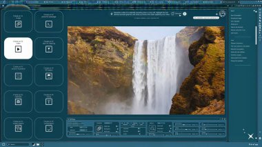 Üretken yapay zeka web sitesi difüzyon modeli algoritmaları kullanarak uçurumlarda şelalenin videosunu oluşturuyor. Kullanıcı sorgusuna dayanarak doğada akan su klipsi üreten yapay zeka asistanı