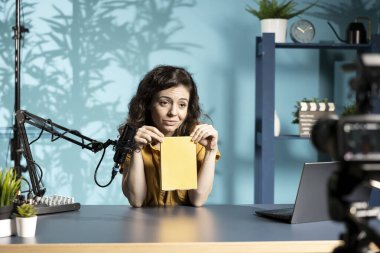 İçerik yaratıcısı çevrimiçi yayın yapan kanal seyircisi için edebiyat eleştirisi yapıyor. Gözlemci yeni kitabın yayınlanmasının önemi hakkında yorum yapıyor, izleyiciler için video denemesi yapıyor, düşüncelerini paylaşıyor