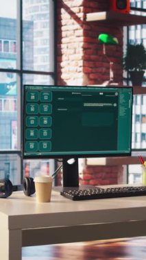 AI LLM Chatbot yazılım arayüzü merkez ofisteki PC 'de sanal yardımcı kullanıcı cevapları gösteriyor. Kullanıcı ile yapay zeka yoluyla iletişim kuran geniş bir dil modeli programı