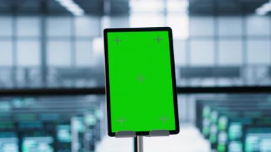 Afet kurtarma planı geliştiren tablet ve veri merkezi mühendislerini kapatın. Sunucu çiftliği meslektaşlarının önündeki izole ekran cihazına odaklan.
