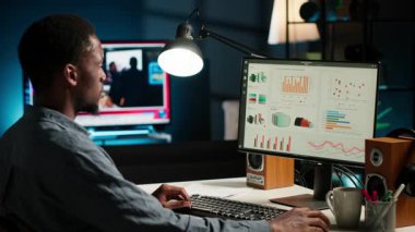 Mali unsurları ve giderleri inceleyen bir araştırma uzmanı gelir artışı için stratejik rapor hazırlıyor. Afrikalı Amerikalı finansör sermaye fonlarının dengesini uzaktan kontrol ediyor. Kamera A.