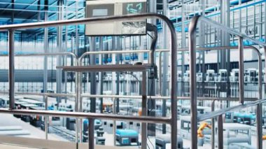 Gelişmiş sensörlerle donatılmış 4.0 endüstriyel santralde izleme yazılımı görüntülendi. Akıllı fabrikada gösterilen program veri toplama ve analiz etme, yükseltme görüntüsü