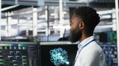 Sistem sağlığını optimize etmek için yapay zeka sinir ağı ağaç programını kullanarak sunucu merkezi yönetimi. Derin öğrenme yapay zeka görselleştirmesi kullanılarak veri merkezi bilişim uzmanlığı ekipman analizi sorunları, kamera B