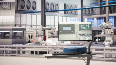 Endüstri 4.0 güneş panellerinde IoT sensörleri aracılığıyla enerji üretimini ve verimliliğini takip eder. Sistem performans ölçümlerini gösteren akıllı fotovoltaik fabrikasında monitör, görüntüyü yakınlaştır