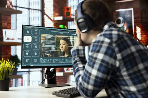 Merkez ofisteki adam görüntü anlama yeteneğine sahip ve video üreten yapay zeka GPT kullanıyor. Yapay zeka sanal asistanından yardım alan kişi, istemlerden klipler üretiyor