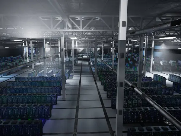 Analiz, tanı ve büyük veri operasyonlarını yöneten bir şirket altyapısı. Veri merkezi, makine öğrenme çıkarımı için hassas veri tabanlarını koruyan, 3B görüntüleme