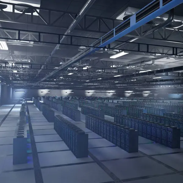 Yapay zeka, otomasyon araçları ve sinirsel eğitim için bilgisayar dağıtımı yapan Atılgan sunucusu donanımı. Derin öğrenme veri tabanlarını ölçekte arşivleyen süper bilgisayarlar, havadan çekim.