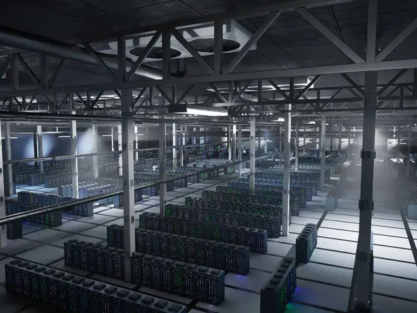 Düşük ışık veri merkezindeki sunucu dolapları yapay zeka geliştirme ve analizlerinde kullanılan eğitim setlerini depoluyor. Rackmount altyapısı ölçeklenebilir bilgisayar dağıtımı, 3B görüntüleme