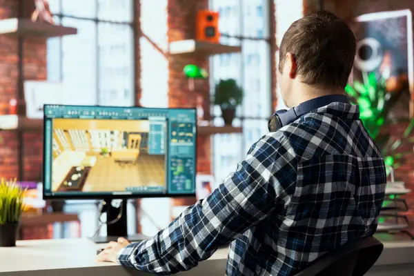 İç mimar 3D modelleme uygulamasını çalıştırıyor, kütüphaneden mobilya ögeleri ithal ediyor, zemin boyunca yerleştiriyor. Mimari tasarımcı CAD yazılımında kat planı yapıyor