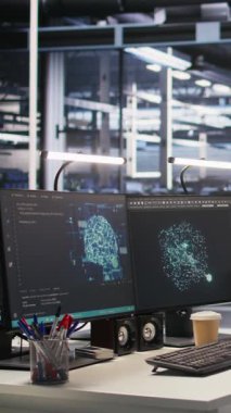 Dikey video sunucu merkezi bilgisayar ekranları, büyük ölçekli makine öğrenme verilerini işleyerek yapay zeka operasyonları için rackmount 'ları takip ediyor. Yapay zeka modelinde kullanılan izleme donanımını bilgisayar görüntüler