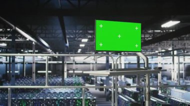 Sunucu merkezi yeşil ekran bilgisayar izleme sistemleri yapay zeka iş akışları için derin öğrenme veri tabanlarını işliyor. PC kroma anahtarı yapay zeka modeli geliştirmeyi destekleyen izleme donanımı görüntüler