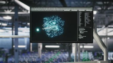 Sunucu merkezi bilgisayar ekranı izleme sistemleri işleme makinesi AI iş akışları için veri toplama. PC, yapay zeka modeli geliştirmeyi destekleyen izleme donanımı görüntüler