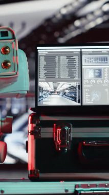 Dikey Chroma anahtar monitörü, yörünge istasyonu astronotlarına rutin bakımlarında yardımcı oluyor. Rutin bakım ve görev yapmak için kullanılan uzay gemisinde izole ekran görüntüsü