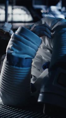 Dikey video Astronot Gözlem Sistemi tanılama sistemi monitörde, uzay görevinde insan genleşmesi sırasında iş arkadaşlarıyla konuşuyor. Takım çalışması kozmonot insanoğlunun hayatta kalması için beyin fırtınası yapıyor.