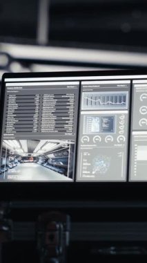 Dikey video tükenmiş astronot gezegenler arası görev sırasında yıldız gemisinde uyuyakalıyor. Uzatılmış kozmik güneş yolculuğu sırasında uzay istasyonunda miğfer takan yorgun bir adam yerde uyuyor.