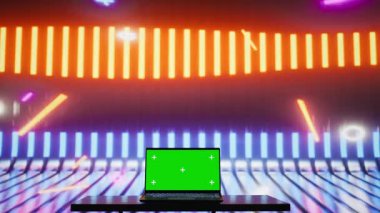 Boş neon sahneler siber titreşimleri fotokopi alanının yakınındaki retro fütüristik ışıltıyla harmanlayarak, yaratıcı model kavramları veya kentsel sokak tarzı dijital arka planlar için ideal hale getiriyor. Minimalizm. Kamera B.