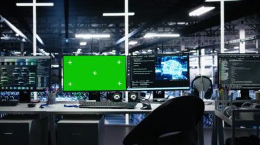 Chroma anahtarı, yapay zeka teknolojisi kullanarak veri merkezi ekipmanlarını yöneten izole ekran bilgisayarları. Verimli veri işleme ve depolama için görsel programlama yazılımına sahip yeşil ekran modelleme bilgisayarları