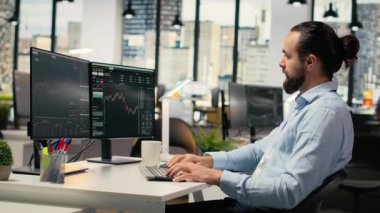 Portföy yöneticisi pazar eğilimlerini yatırım stratejilerini iyileştirmek ve getirileri artırmak için analiz eder. Finans uzmanı, yeni yatırım fırsatlarını tanımlamak için performans ölçümlerini izliyor: Kamera B