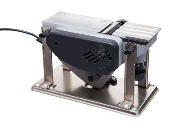 Electro plane for processing on a stand, a tool for construction and repair, isolated on a white background