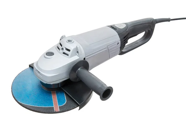 Vibratory Grinder Abrasive Disc Cutting Stone Concrete Carved White Background — Foto Stock
