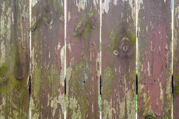 Staré Dřevěné Plotové Desky Oloupanou Barvou Záběr Zblízka — Stock fotografie