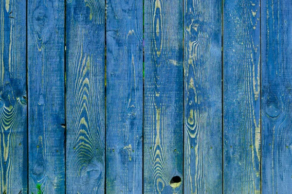 Holzzaun Aus Brettern Blau Lackiert Nahaufnahme — Stockfoto