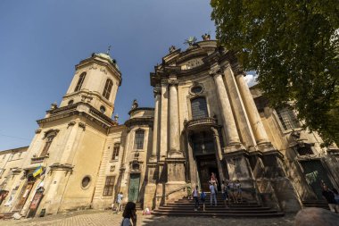 Lviv, Ukrayna, 9 Ağustos 2019. İlahi Vücut 'un Dominik Katedrali Kilisesi, Kutsal Ayin Kilisesi