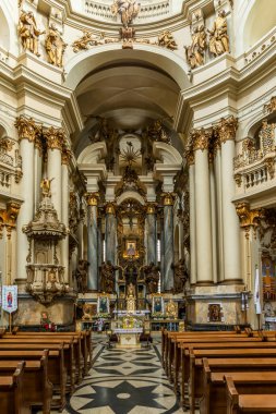 Lviv, Ukrayna, 9 Ağustos 2019. İlahi Vücut 'un Dominik Katedrali Kilisesi, Kutsal Ayin Kilisesi