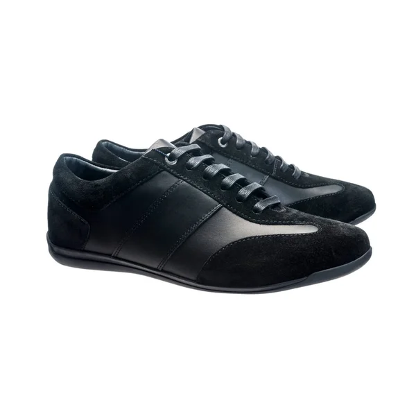 Zapatillas Deporte Cuero Negro Para Hombre Gamuza Cuero Brillante Zapatos — Foto de Stock